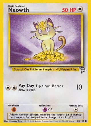 Base Set 2 080/130 Meowth - Common