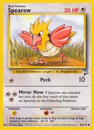 Base Set 2 092/130 Spearow - Common