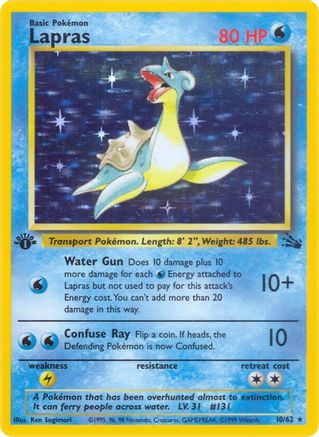 Fossil 010/62 Lapras (10) - 1st Edition Holofoil - Holo Rare