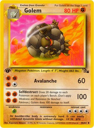 Fossil 036/62 Golem - Unlimited - Uncommon