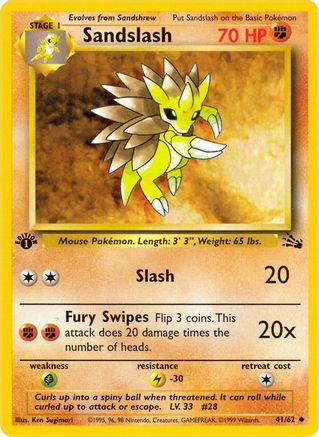 Fossil 041/62 Sandslash - 1st Edition - Uncommon