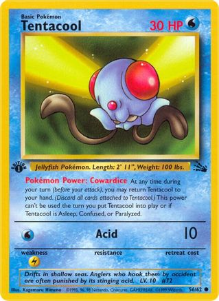 Fossil 056/62 Tentacool - 1st Edition - Common