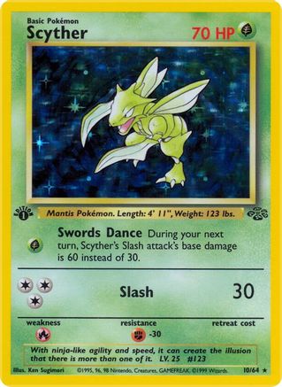 Jungle 010/64 Scyther (10) - 1st Edition Holofoil - Holo Rare