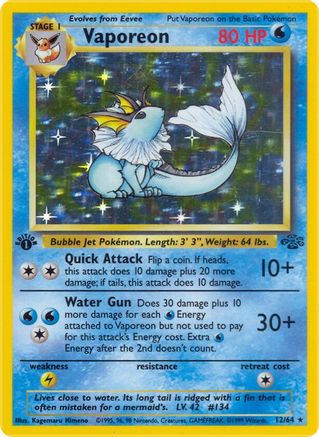 Jungle 012/64 Vaporeon (12) - Unlimited Holofoil - Holo Rare