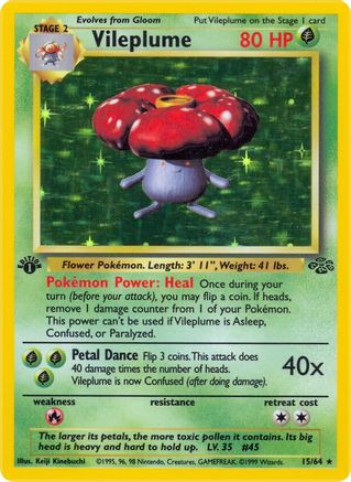 Jungle 015/64 Vileplume (15) - 1st Edition Holofoil - Holo Rare
