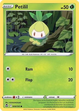 SWSH12 Silver Tempest 009/195 Petilil - Reverse Holofoil - Common