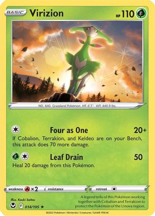 SWSH12 Silver Tempest 014/195 Virizion - Reverse Holofoil - Rare