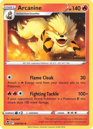 SWSH12 Silver Tempest 020/195 Arcanine - Rare