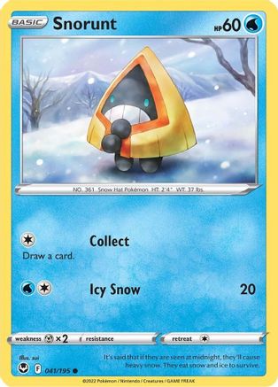 SWSH12 Silver Tempest 041/195 Snorunt - Reverse Holofoil - Common