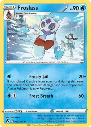 SWSH12 Silver Tempest 043/195 Froslass - Reverse Holofoil - Rare