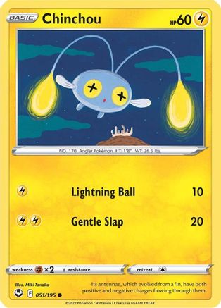 SWSH12 Silver Tempest 051/195 Chinchou - Reverse Holofoil - Common
