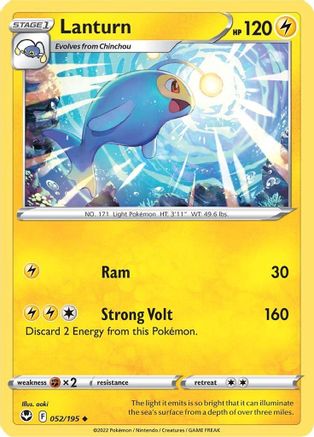 SWSH12 Silver Tempest 052/195 Lanturn - Reverse Holofoil - Uncommon