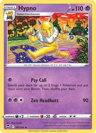 SWSH12 Silver Tempest 061/195 Hypno - Reverse Holofoil - Uncommon