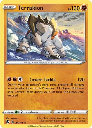SWSH12 Silver Tempest 097/195 Terrakion - Reverse Holofoil - Holo Rare