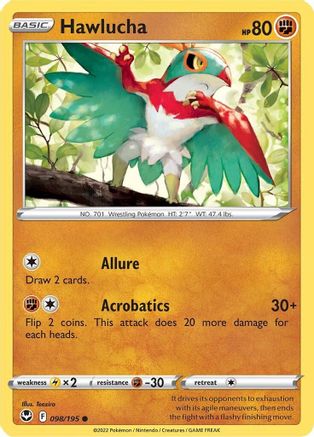 SWSH12 Silver Tempest 098/195 Hawlucha - Reverse Holofoil - Common