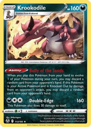SWSH12 Silver Tempest 113/195 Krookodile - Reverse Holofoil - Holo Rare