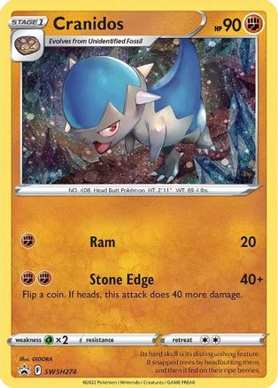 SWSH Sword & Shield Promo Cards SWSH274 Cranidos - Holofoil - Promo