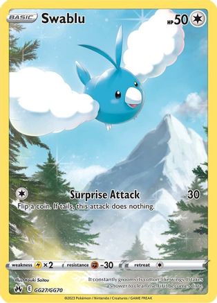 Crown Zenith Galarian Gallery GG27/GG70 Swablu - Holofoil - Ultra Rare