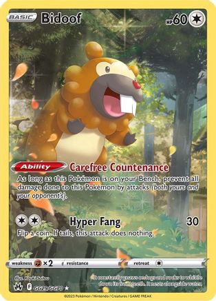 Crown Zenith Galarian Gallery GG29/GG70 Bidoof - Holofoil - Ultra Rare