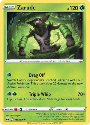 Crown Zenith 016/159 Zarude - Reverse Holofoil - Holo Rare