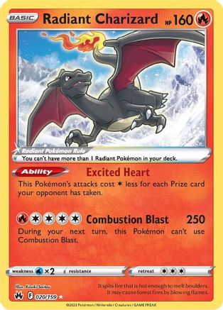 Crown Zenith 020/159 Radiant Charizard - Holofoil - Radiant Rare
