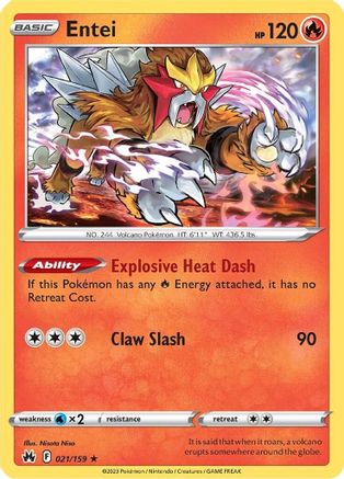 Crown Zenith 021/159 Entei - Reverse Holofoil - Holo Rare