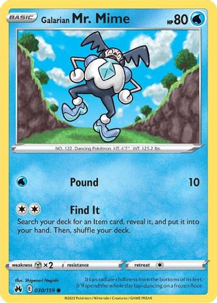Crown Zenith 030/159 Galarian Mr. Mime - Reverse Holofoil - Common