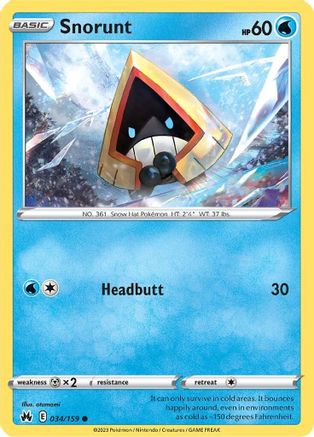 Crown Zenith 034/159 Snorunt - Reverse Holofoil - Common