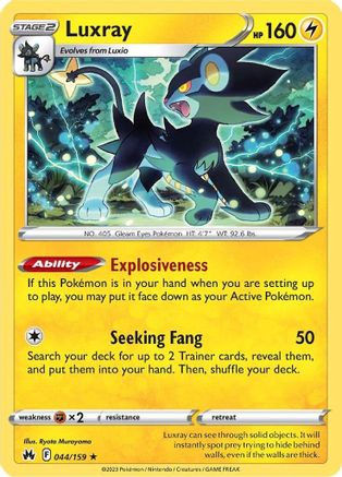 Crown Zenith 044/159 Luxray (44) - Reverse Holofoil - Rare