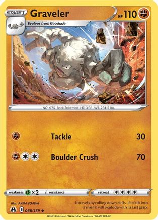 Crown Zenith 068/159 Graveler - Reverse Holofoil - Uncommon