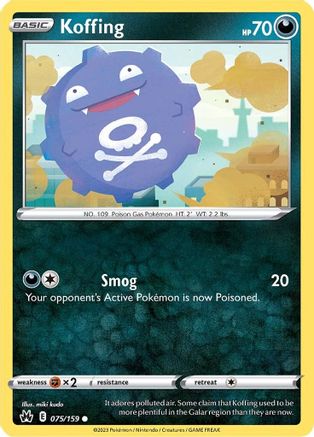 Crown Zenith 075/159 Koffing - Reverse Holofoil - Common