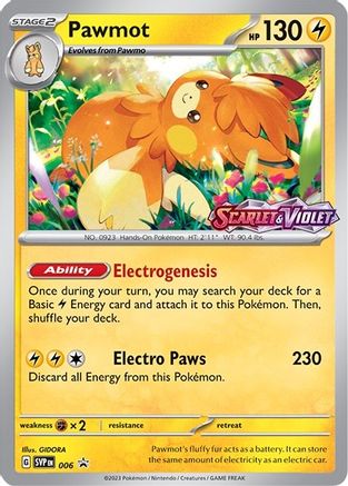 SV Scarlet & Violet Promo Cards 006 Pawmot - Holofoil - Promo