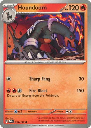 SV01 Scarlet & Violet Base Set 034/198 Houndoom - Reverse Holofoil - Common
