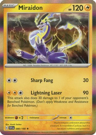 SV01 Scarlet & Violet Base Set 080/198 Miraidon - Reverse Holofoil - Rare