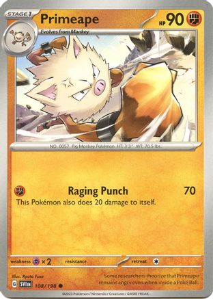 SV01 Scarlet & Violet Base Set 108/198 Primeape - Common