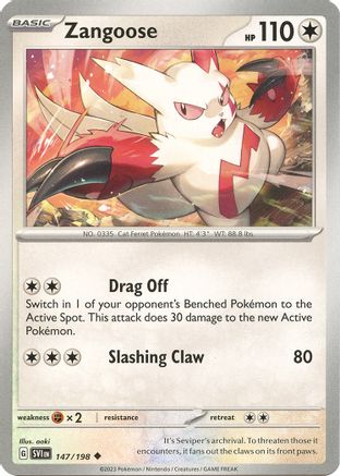 SV01 Scarlet & Violet Base Set 147/198 Zangoose - Reverse Holofoil - Uncommon
