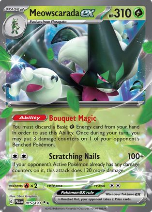 SV02 Paldea Evolved 015/193 Meowscarada ex - Holofoil - Double Rare
