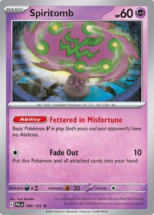 SV02 Paldea Evolved 089/193 Spiritomb - Holofoil - Rare