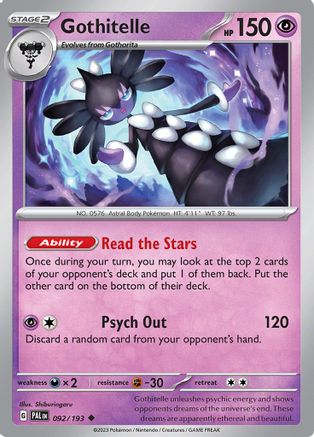 SV02 Paldea Evolved 092/193 Gothitelle - Reverse Holofoil - Uncommon