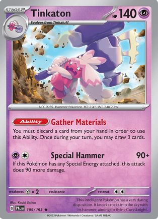 SV02 Paldea Evolved 105/193 Tinkaton - Reverse Holofoil - Rare