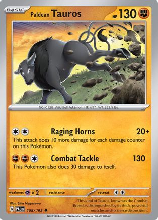 SV02 Paldea Evolved 108/193 Paldean Tauros - Reverse Holofoil - Uncommon
