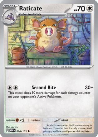 SV Scarlet & Violet 151 020/165 Raticate - Reverse Holofoil - Uncommon