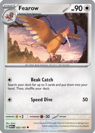 SV Scarlet & Violet 151 022/165 Fearow - Reverse Holofoil - Uncommon