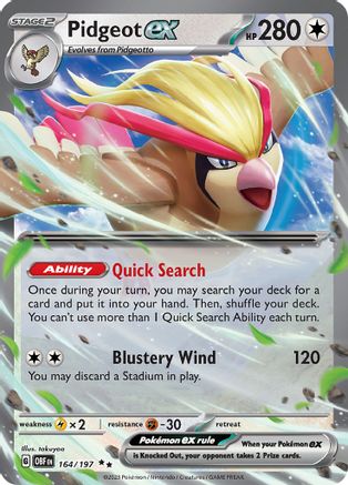 SV03 Obsidian Flames 164/197 Pidgeot ex - Holofoil - Double Rare