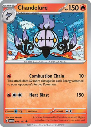 SV03 Obsidian Flames 038/197 Chandelure - Reverse Holofoil - Uncommon