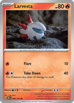 SV03 Obsidian Flames 040/197 Larvesta - Reverse Holofoil - Common