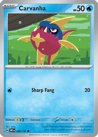 SV03 Obsidian Flames 046/197 Carvanha - Reverse Holofoil - Common