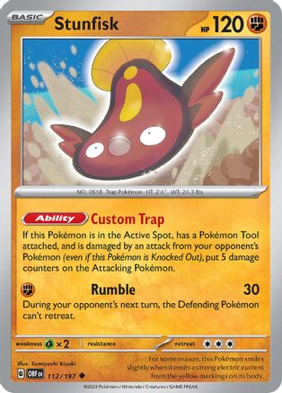 SV03 Obsidian Flames 112/197 Stunfisk - Reverse Holofoil - Uncommon