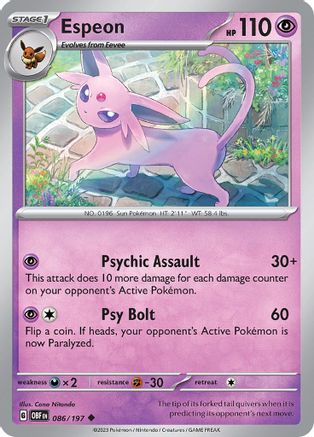 SV03 Obsidian Flames 086/197 Espeon - Uncommon