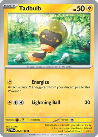 SV03 Obsidian Flames 074/197 Tadbulb 074/197 - Reverse Holofoil - Common